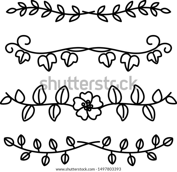 Drawing set of decorative\
leaf divider