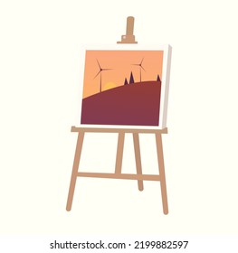 conjunto de dibujo. caballete, pinturas y pinceles