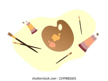 drawing set. easel, paints and brushes