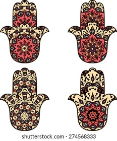 Drawing of set of four hamsa