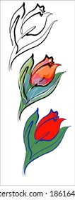 
Dibujo Juego de gráficos vectoriales con patrón floral para diseño con tulipán 