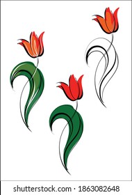 
 
Drawing Set vector  handmade fashion graphics with floral pattern for design with tulip 