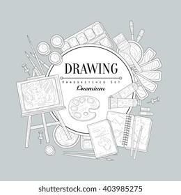 Drawing Set Vintage Vector Hand Drawn Design Card