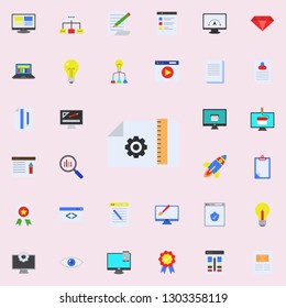 drawing settings colored icon. Programming sticker icons universal set for web and mobile