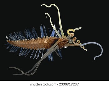 Drawing Sguidworm, exotic, tentacle, hairy, art.illustration, vector