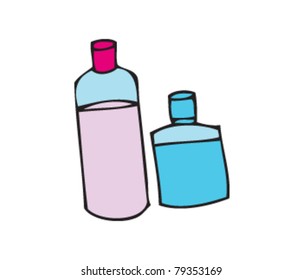 Drawing of shampoo bottles