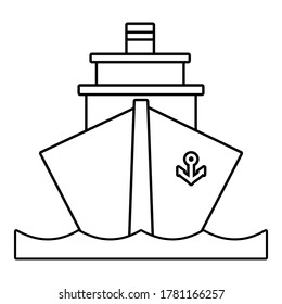 Drawing of a ship with lines. Vector for coloring book.
