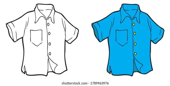 drawing of a shirt illustration for children's education,top view.