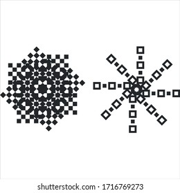 The drawing shows an abstraction of several creative works. Black patterns on a white background.Vector illustration. All elements are isolated