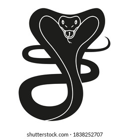 The drawing shows a cobra with its mouth open and its tongue hanging out.