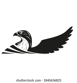 The drawing shows a falcon. The drawing can be used as a logo or icon.