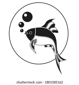 The drawing shows a fish. The drawing can be used as a logo or icon.