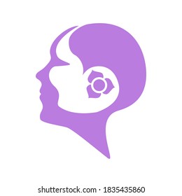 The drawing shows the girls face. The drawing can be used as a logo or icon.
