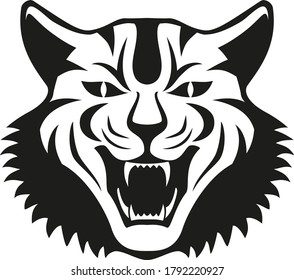 The drawing shows the head of a grinning tiger.
