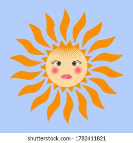 The drawing shows the sun with a human face.