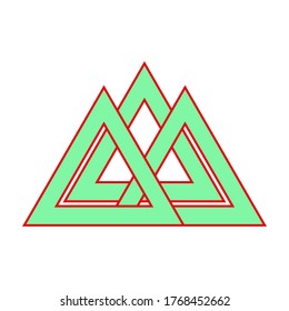 El dibujo muestra tres triángulos verdes. El dibujo puede utilizarse como emblema o 
logotipo.