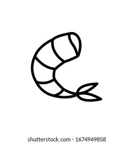 Drawing Shrimp Icon On White Background .Vector Illustration.