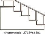 A drawing of a side staircase with a handrail.