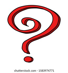 Drawing sign of question. Question mark icon. red Quiz on white background.question vector.