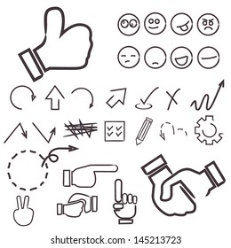 drawing sign set, drawing line icons set