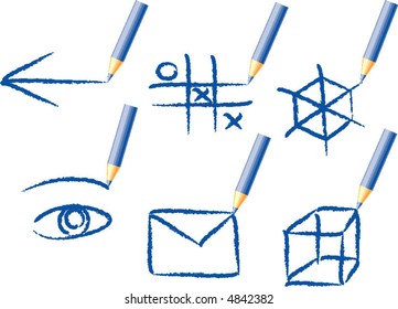 Drawing of signs by a pencil