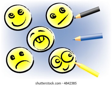 Drawing of signs by a pencil