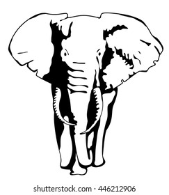 Drawing silhouette of a moving elephant