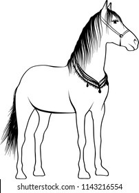 Drawing the silhouette of running horse