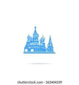 Drawing silhouette of Saint Basil's Cathedral, Moscow, Russia.