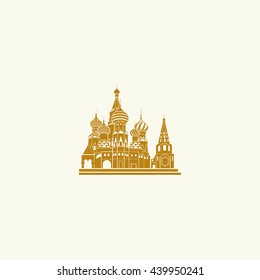 Drawing silhouette of Saint Basil's Cathedral, Moscow, Russia.