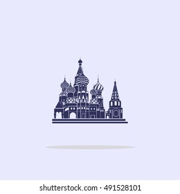 Drawing silhouette of Saint Basil's Cathedral, Moscow, Russia.