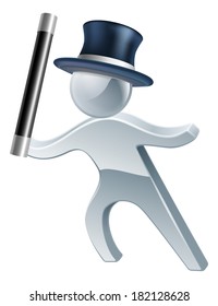 Drawing of a silver person performing magic
