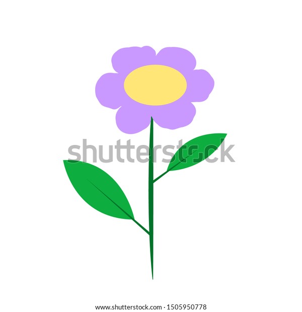 Drawing Simple Purple Flower 2 Green Stock Vector Royalty Free 1505950778