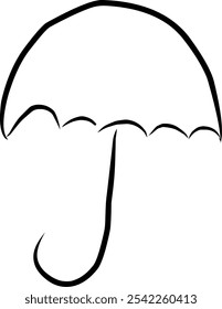Dibujo del paraguas simple, bosquejo del paraguas aislado en el fondo blanco