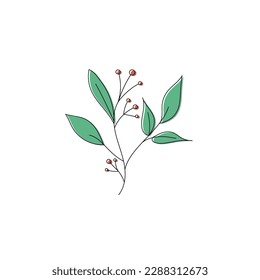 Drawing a single plant leaves. Contemporary minimalistic art. Perfect for home décor such as posters, wall drawings, large bag, t-shirt printing, sticker, cell phone case.