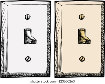 Drawing Of A Single Wall Light Switch At An Angle