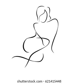 
Drawing of a sitting girl vector