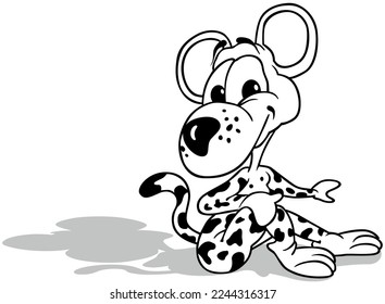 Drawing of a Sitting Leopard with its Head Turned Back - Cartoon Illustration Isolated on White Background, Vector