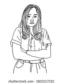 Drawing sketch of anger woman. Design vector illustration