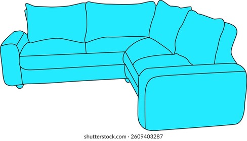 drawing sketch corner sofa black lines vector