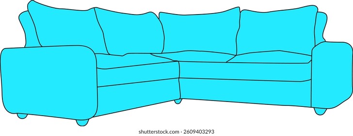 drawing sketch corner sofa black lines vector