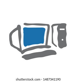 drawing sketch desktop computer vector icon illustrations
