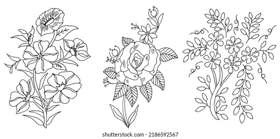 dibujo esbozo ilustración de flor diseño vectorial