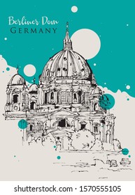 Dibujo ilustrativo de Berliner Dom Catehdral en Berlín, Alemania