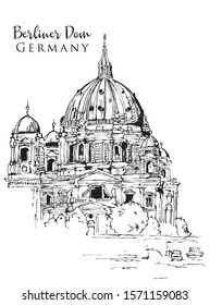 Dibujo ilustrativo de Berliner Dom Catehdral en Berlín, Alemania