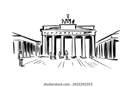 Drawing sketch illustration of Brandenburg Gate.