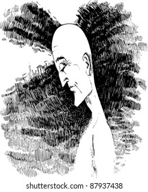 drawing sketch illustration of man in meditation