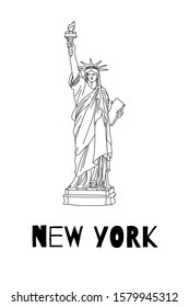 drawing sketch illustration of United States New York Statue of Liberty