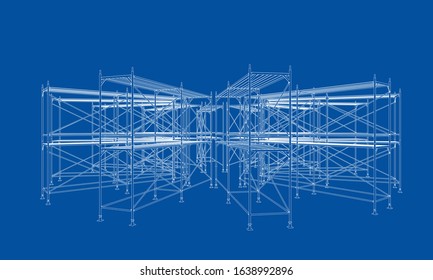 Drawing or sketch of a large shelves. Vector obtained from 3D rendering