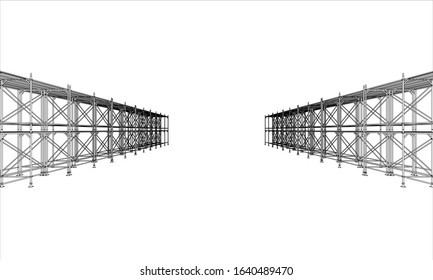 Drawing or sketch of a large shelves. Vector obtained from 3D rendering